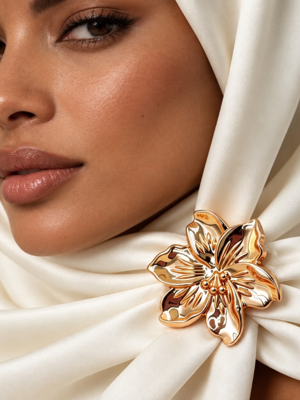 Gold Floral Brooch | Scarf Pin | Statement Floral Pin | Scarf Accessory | New